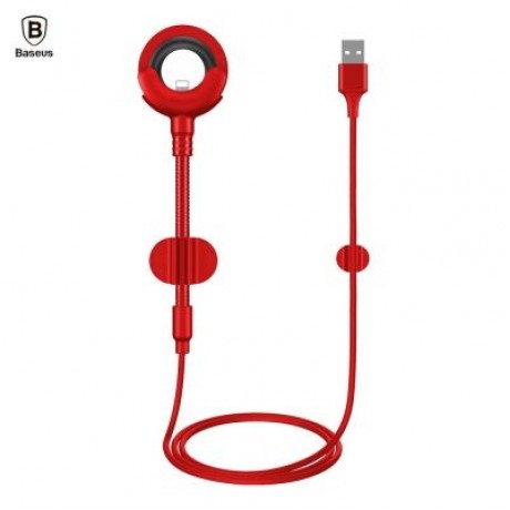 Baseus O-type Car Mount Cable 2.1A 0.8M for iPhone (RED)