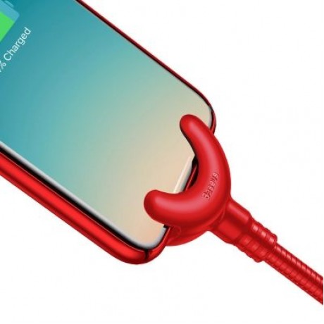 Baseus O-type Car Mount Cable 2.1A 0.8M for iPhone (RED)