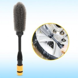 CAR AUTO MOTORCYCLE WASH TIRE WHEEL BRUSH DUST CLEANER TOOL (BLACK)
