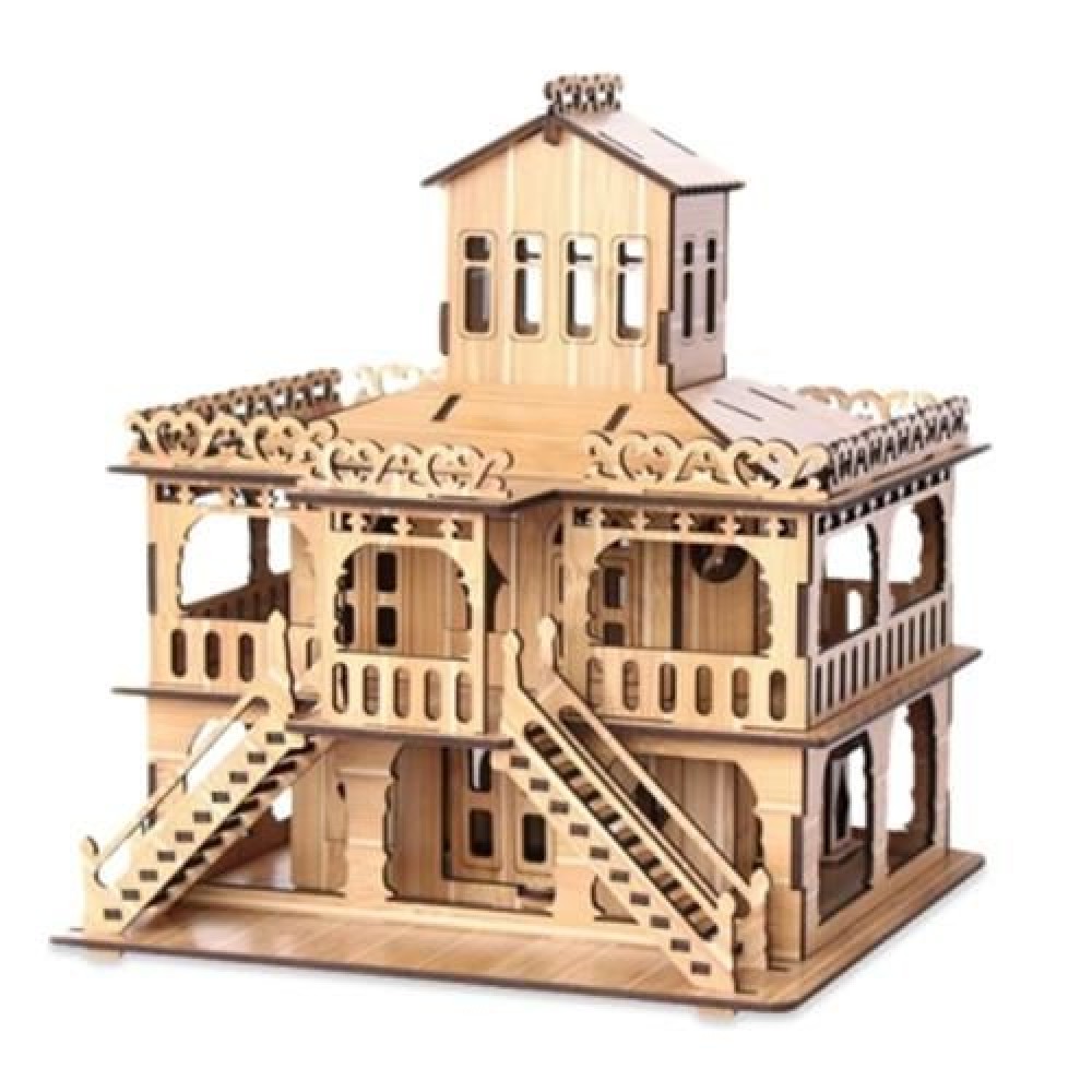 WOODCRAFT ASSEMBLY KIT 3D JIGSAW PUZZLE - EUROPEAN-STYLE VILLAS (CARBIDE BAMBOO)
