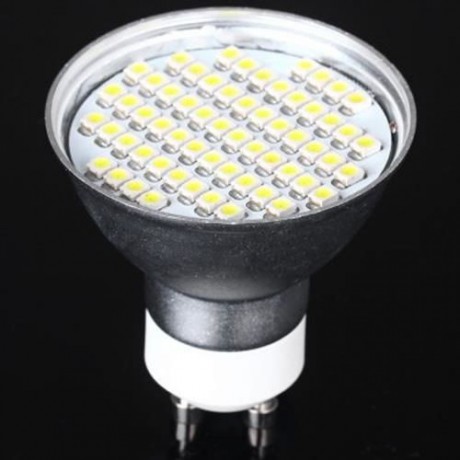 SENCART GU10 4W SMD 3528 60 LEDS WHITE LIGHT SILVER SPOT LAMP (260LM 6000-6500K) (COOL WHI