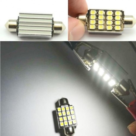 2PCS FESTOON 36MM 16LEDS 3528SMD LED CANBUS WHITE CAR INTERIOR DOME FESTOON LIGHT LAMP BUL