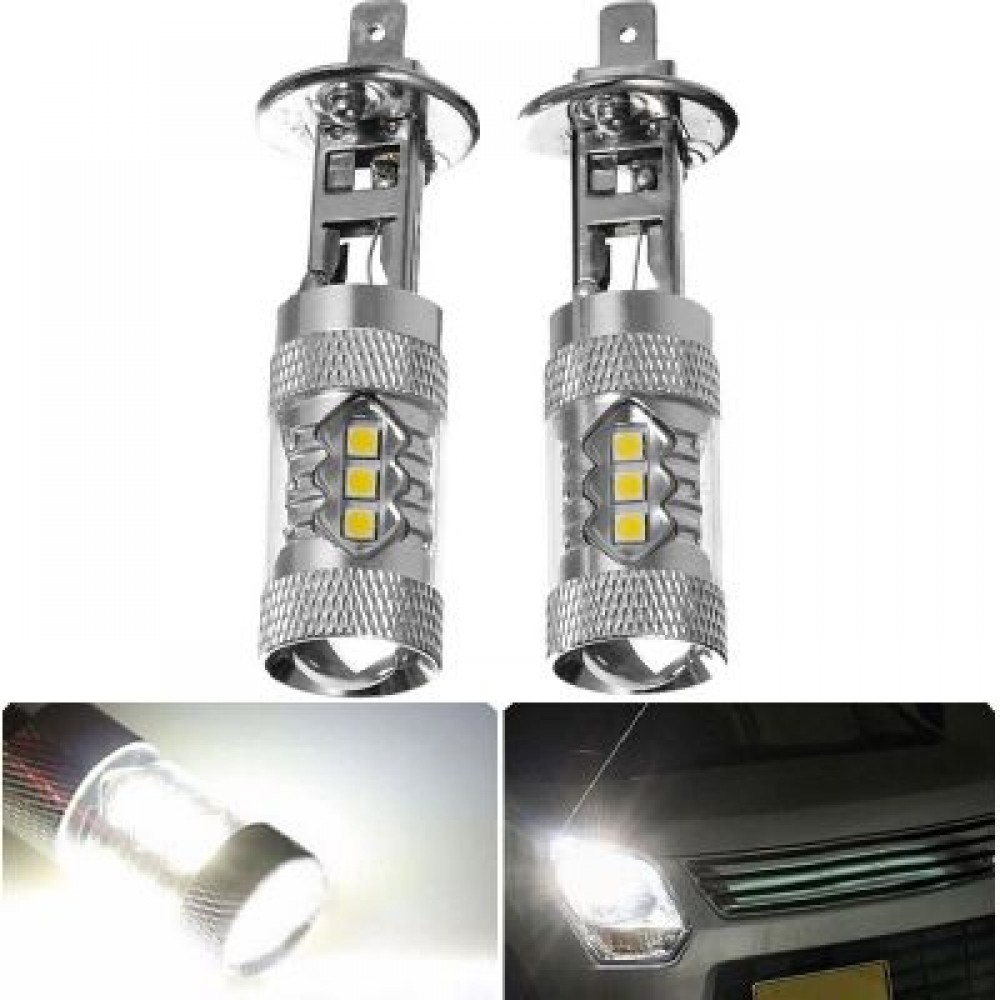 2PCS H1 16SMD 3030 80W 6500K -7000K LED Bulb for Car LED Fog Light Head Lamp DC12-24V (SIL 2PCS H1 16SMD 3030 80W 6500K -7000K LED Bulb for Car LED Fog Light Head Lamp DC12-24V (SIL