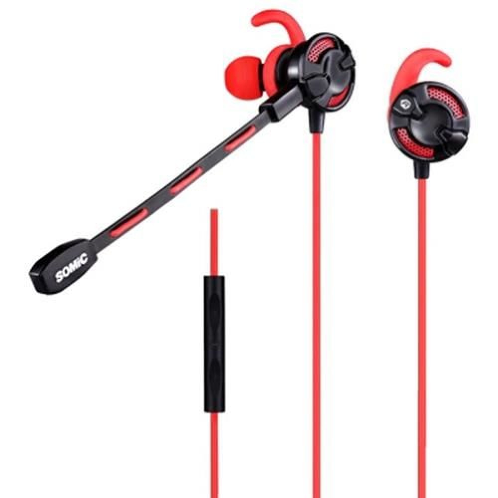SOMIC G618 DUAL MICROPHONES IN-EAR GAMING EARPHONES EAR HOOK DESIGN / ON-CORD CONTROL / MU SOMIC G618 DUAL MICROPHONES IN-EAR GAMING EARPHONES EAR HOOK DESIGN / ON-CORD CONTROL / MU