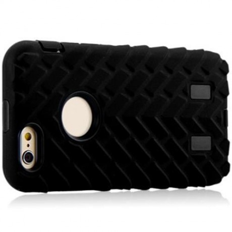 SILICONE AND PC TYRE TEXTURE STYLE PROTECTIVE CASE COVER FOR IPHONE 6 BLUE (BLACK)
