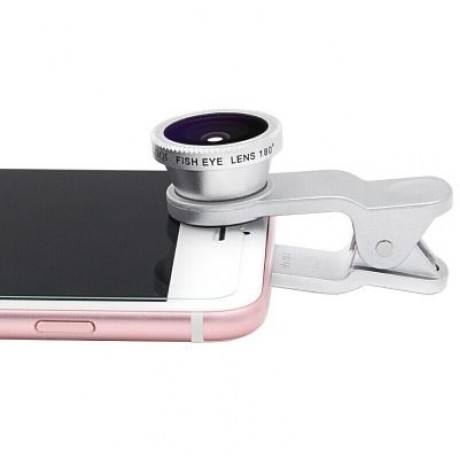 Universal 3 in 1 Wide Angle Macro Fisheye Mobile Phone Lenses Kit with Clip Fish Eye Lens 