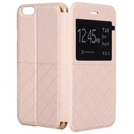 COVER CASE WITH STAND AND VIEW WINDOW FOR IPHONE 6 BLACK (CHAMPAGNE GOLD)