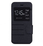 PLASTIC AND ARTIFICIAL LEATHER STRIPE PATTERN COVER CASE WITH STAND AND VIEW WINDOW FOR IP