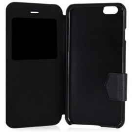 PLASTIC AND ARTIFICIAL LEATHER STRIPE PATTERN COVER CASE WITH STAND AND VIEW WINDOW FOR IP