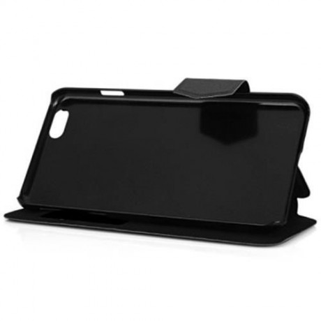 PLASTIC AND ARTIFICIAL LEATHER STRIPE PATTERN COVER CASE WITH STAND AND VIEW WINDOW FOR IP