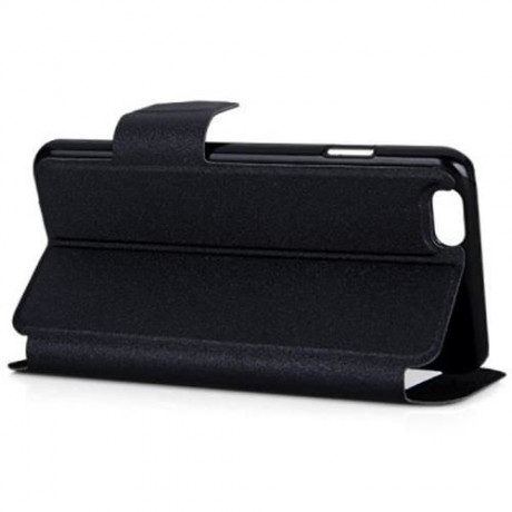 PLASTIC AND ARTIFICIAL LEATHER STRIPE PATTERN COVER CASE WITH STAND AND VIEW WINDOW FOR IP