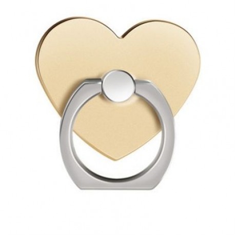 360 Degree Rotating Heart Shape Cell Phone Finger Ring Holder Stand (GOLDEN)