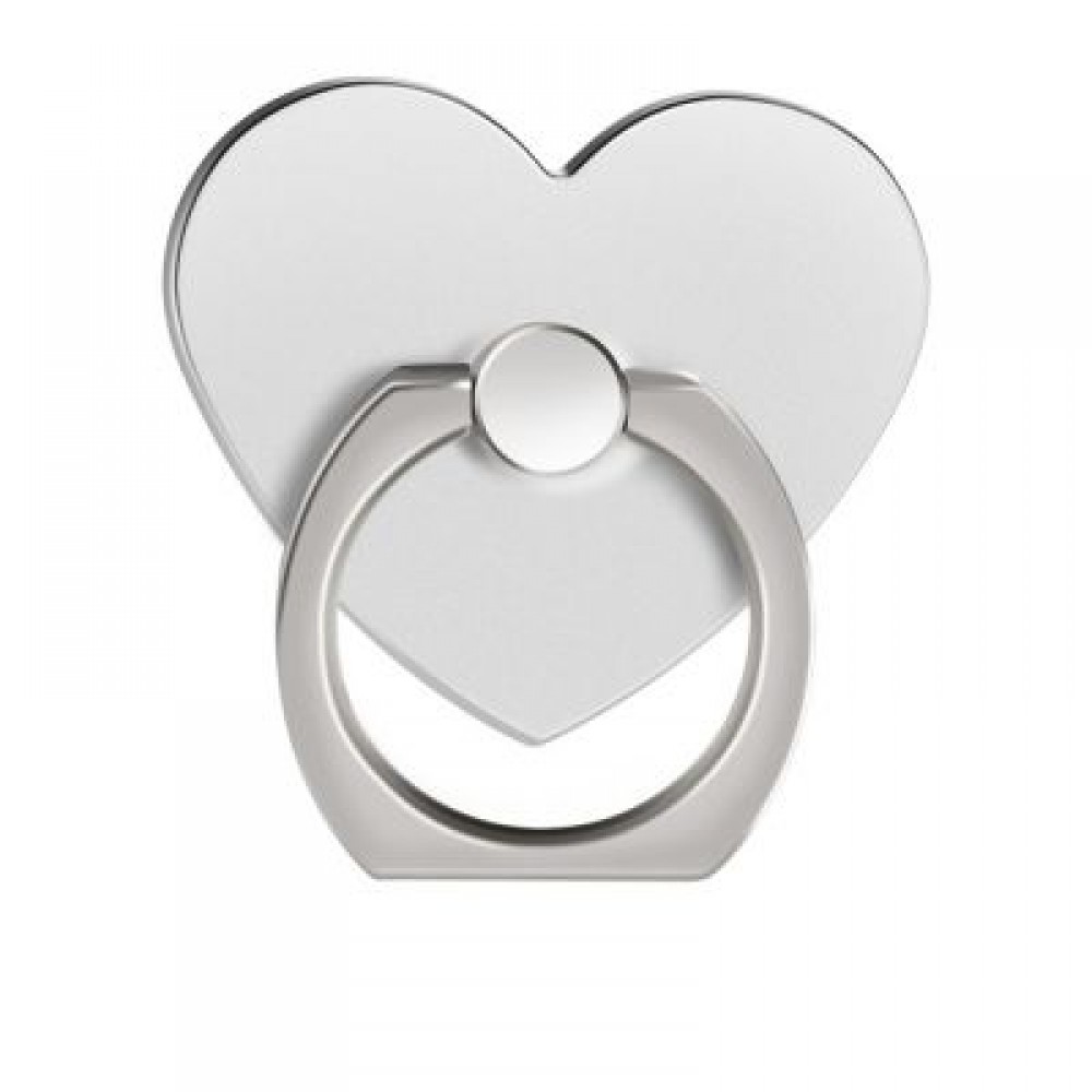 360 Degree Rotating Heart Shape Cell Phone Finger Ring Holder Stand (SILVER)