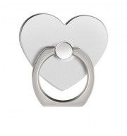 360 Degree Rotating Heart Shape Cell Phone Finger Ring Holder Stand (SILVER)