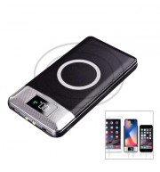 10000mAh Power Bank Qi Wireless Charging 2 USB LCD LED Portable Battery Charger (BLACK)