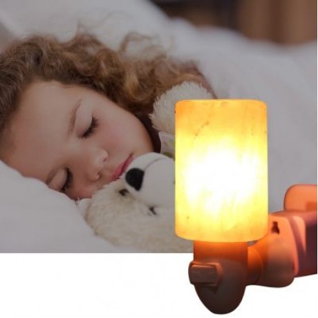 Cylindrical Shaped Salt Rock Lamp Crystal Night Light (ORANGE)