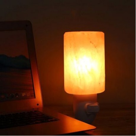 Cylindrical Shaped Salt Rock Lamp Crystal Night Light (ORANGE)