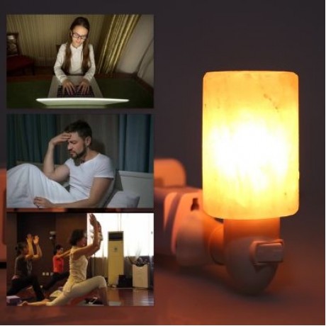 Cylindrical Shaped Salt Rock Lamp Crystal Night Light (ORANGE)