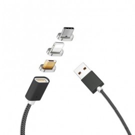 Fast Charger 3 in 1 Metal Head Usb Cable Magnetic Charging Micro Usb Magnetic Data Cable (