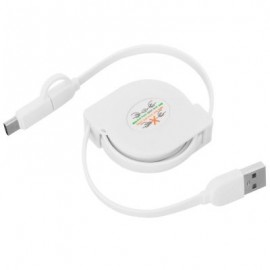 Cwxuan Micro USB and Type-C Combo Male to USB 2.0 Male Retractable Data Charging Cable (WH