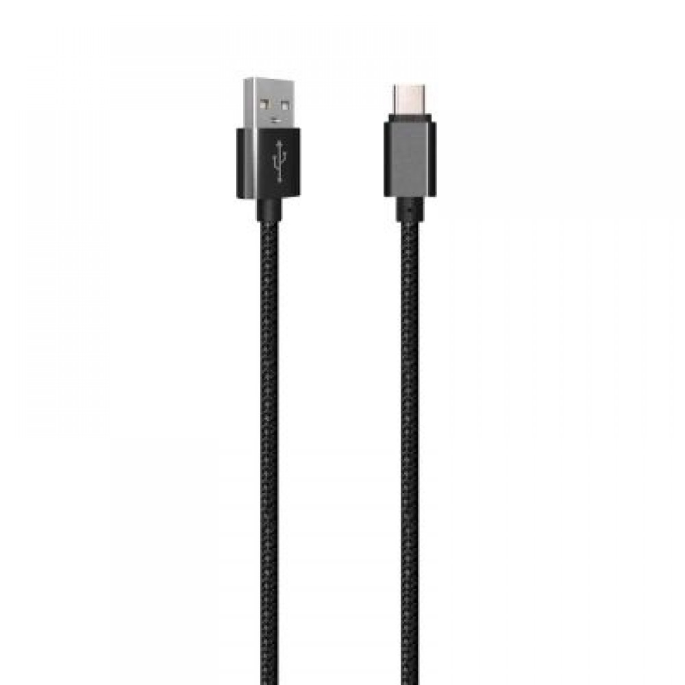 1Meter Nylon Braid Type-C USB Cable Output 2.0A Fast Charge Wire (BLACK)