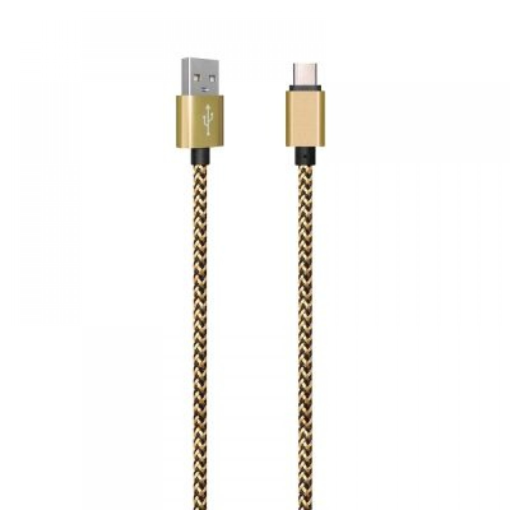1Meter Nylon Braid Type-C USB Cable Output 2.0A Fast Charge Wire (GOLDEN)