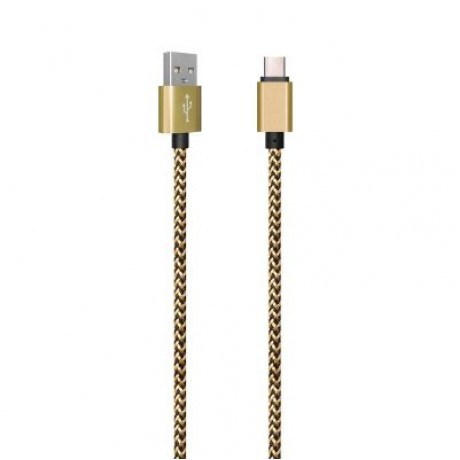 1Meter Nylon Braid Type-C USB Cable Output 2.0A Fast Charge Wire (GOLDEN)