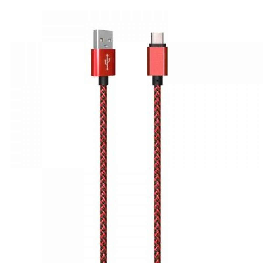 1Meter Nylon Braid Type-C USB Cable Output 2.0A Fast Charge Wire (RED)