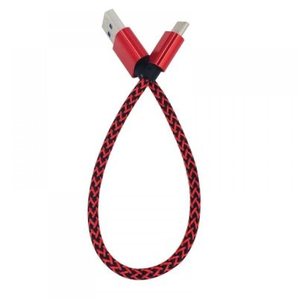 25CM Nylon Braid Type-C USB Cable Output 2.4A Fast Charge Wire (RED)
