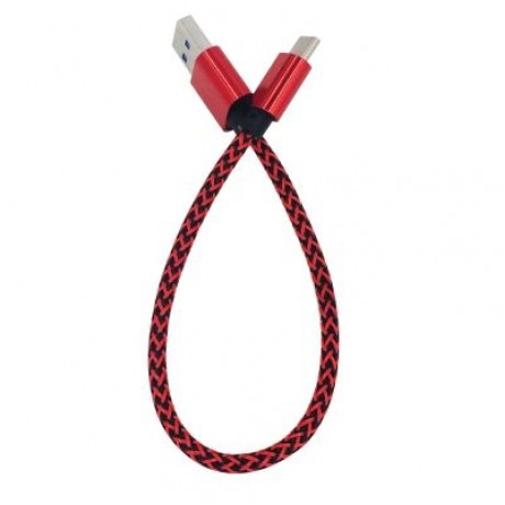 25CM Nylon Braid Type-C USB Cable Output 2.4A Fast Charge Wire (RED)