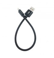 25CM Nylon 8Pin USB Cable 2.4A Fast Charge Wire (BLACK)