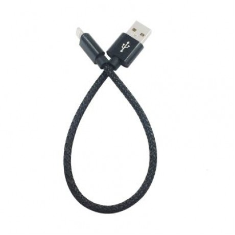 25CM Nylon 8Pin USB Cable 2.4A Fast Charge Wire (BLACK)