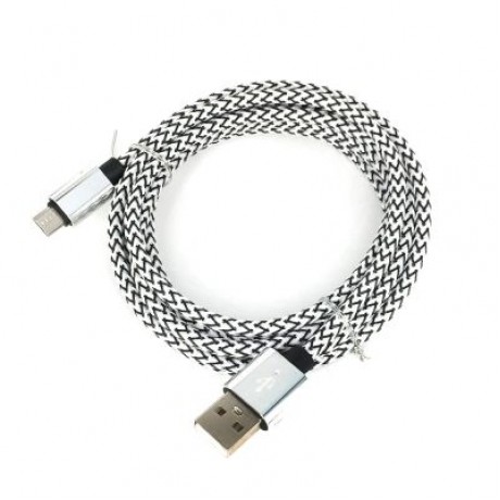 2Meter Nylon Micro USB Cable Fast Charge Wire (WHITE)