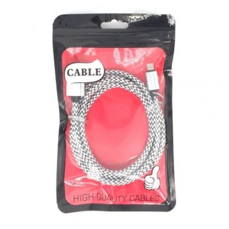 2Meter Nylon Micro USB Cable Fast Charge Wire (WHITE)