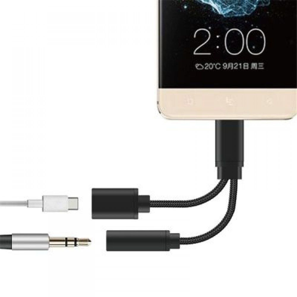 2 in 1 USB-C to 3.5mm Audio Adapter 2 in 1 USB Type C Cable Fast Charge to 3.5mm Audio Jac 2 in 1 USB-C to 3.5mm Audio Adapter 2 in 1 USB Type C Cable Fast Charge to 3.5mm Audio Jac