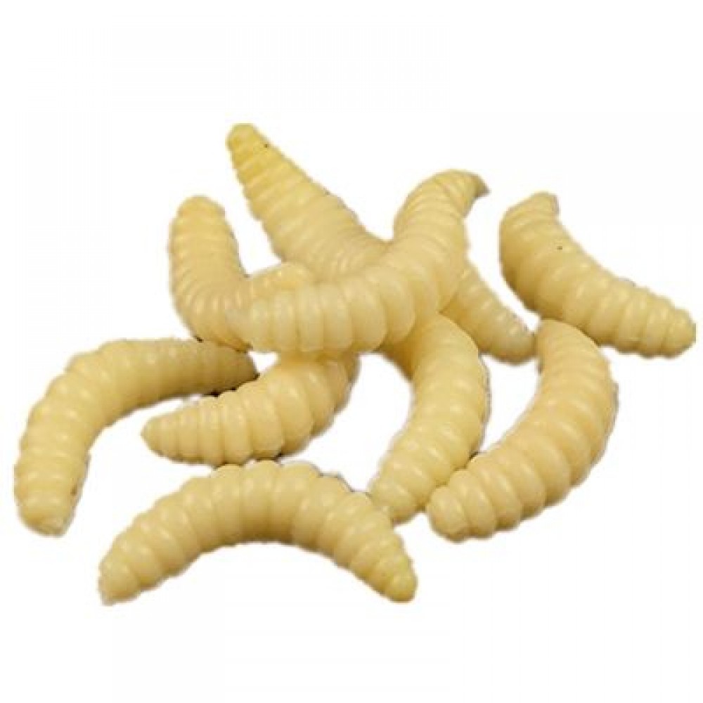 2.5CM 0.3g Maggot Soft Baits Smell Worms Glow Shrimps Fishing Lures 20PCS (WARM WHITE)