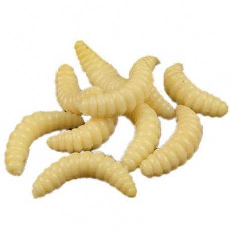 2.5CM 0.3g Maggot Soft Baits Smell Worms Glow Shrimps Fishing Lures 20PCS (WARM WHITE)
