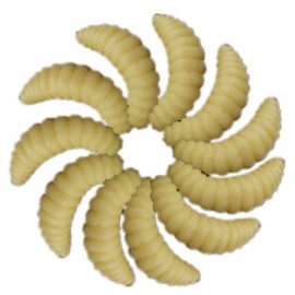 2.5CM 0.3g Maggot Soft Baits Smell Worms Glow Shrimps Fishing Lures 20PCS (WARM WHITE)