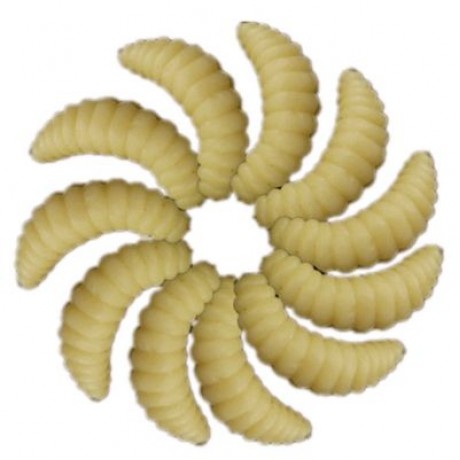 2.5CM 0.3g Maggot Soft Baits Smell Worms Glow Shrimps Fishing Lures 20PCS (WARM WHITE)