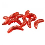 2.5CM 0.3g Maggot Soft Baits Smell Worms Glow Shrimps Fishing Lures 20PCS (RED)