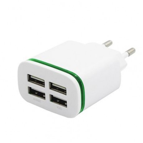 Universal 5V/4A EU Plug 4 USB Ports  Wall Power Supply Adapter Charger (WHITE)