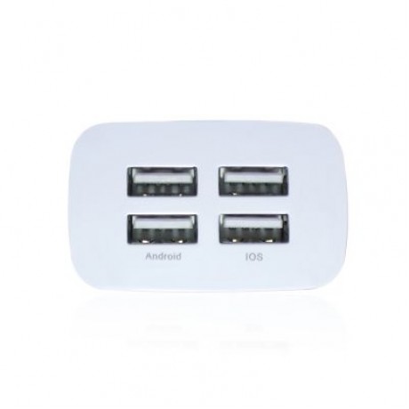Universal 5V/4A EU Plug 4 USB Ports  Wall Power Supply Adapter Charger (WHITE)