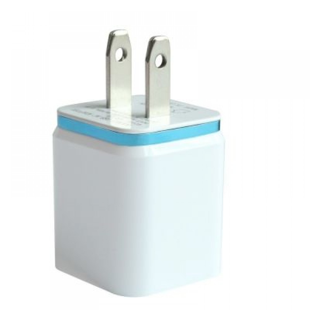 Dual USB Wall Charger 12 Watt for Apple and Android Devices US Plug (BLUE)