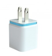 Dual USB Wall Charger 12 Watt for Apple and Android Devices US Plug (BLUE)