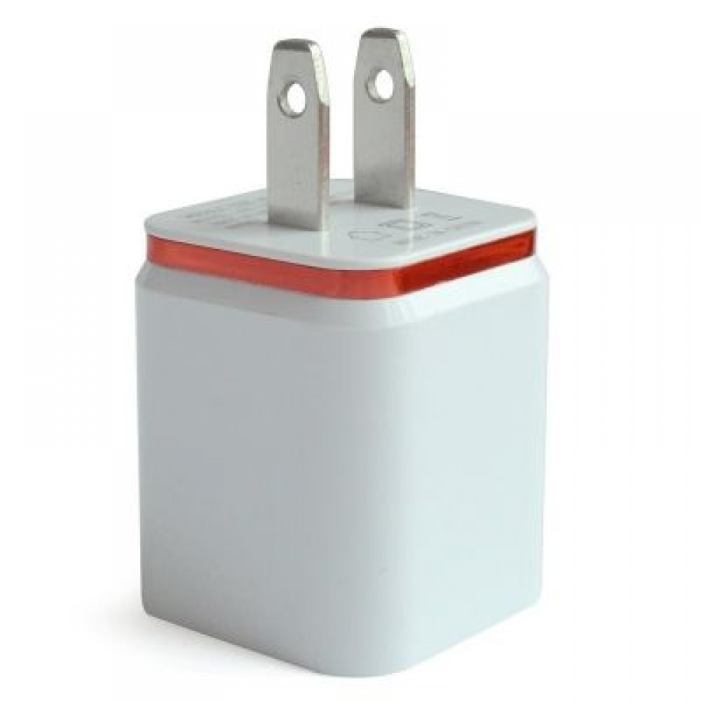 Dual USB Wall Charger 12 Watt for Apple and Android Devices US Plug (RED)