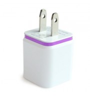 Dual USB Wall Charger 12 Watt for Apple and Android Devices US Plug (PURPLE)