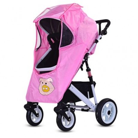 Baby Stroller Accessories Zipper Pushchair Universal Rain Cover (HOT PINK)