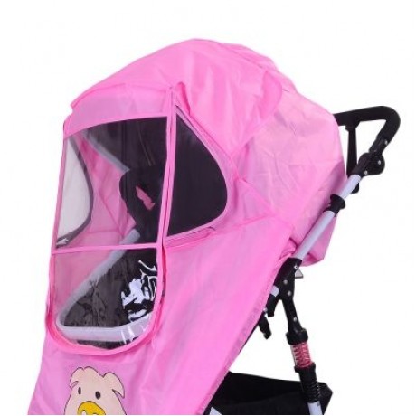 Baby Stroller Accessories Zipper Pushchair Universal Rain Cover (HOT PINK)