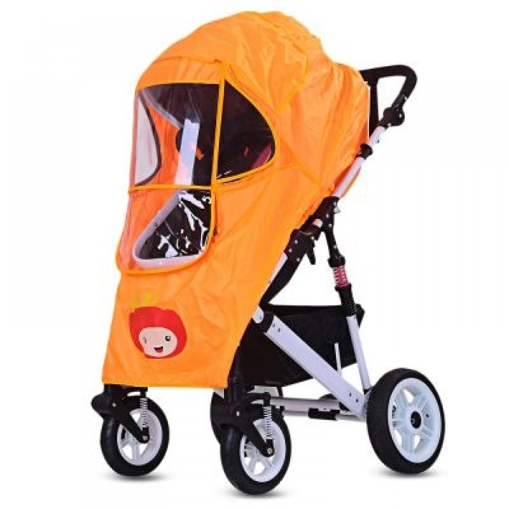 Baby Stroller Accessories Zipper Pushchair Universal Rain Cover (CONSTRUCTION CONE ORANGE)