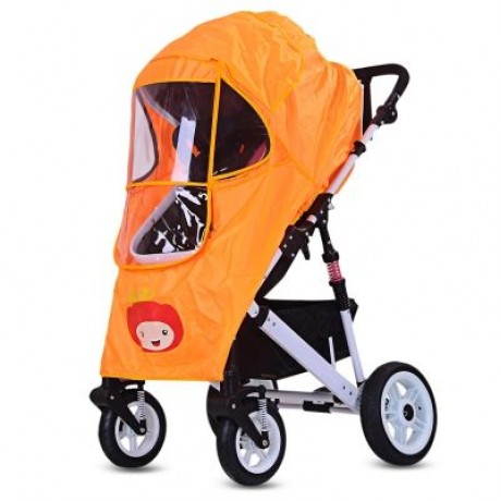 Baby Stroller Accessories Zipper Pushchair Universal Rain Cover (CONSTRUCTION CONE ORANGE)